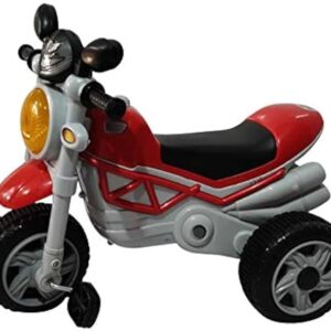 Kids Ride-On Tricycle Motorcycle, Red and Silver, with Headlight and Training Wheels
