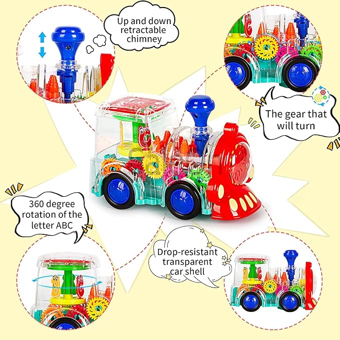 SaleOn Big Size Electric Gear Train Toys with Cool Light & Sound Effect Automatic 360 Degree Rotating - Image 3
